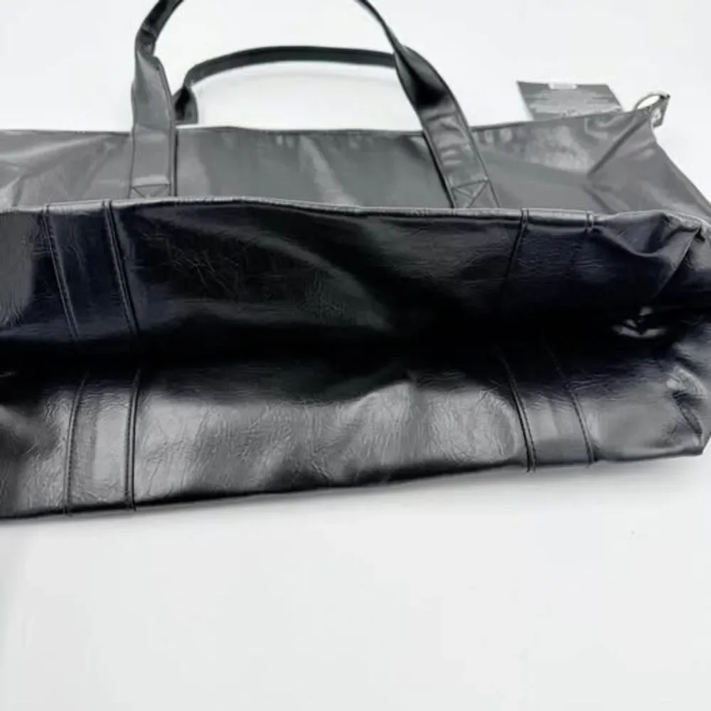 New John Varvatos Weekender Duffel Bag Faux Leather Black